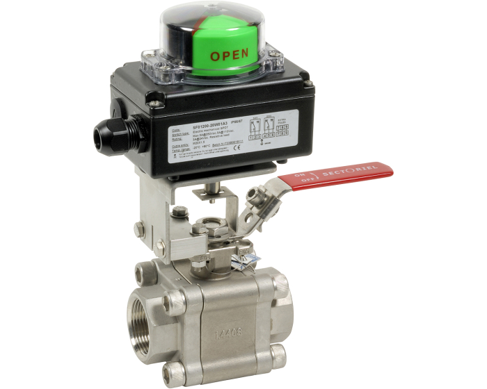 Stainless steel ball valve 703XS body HT + limit switch box BW - 1/2''
